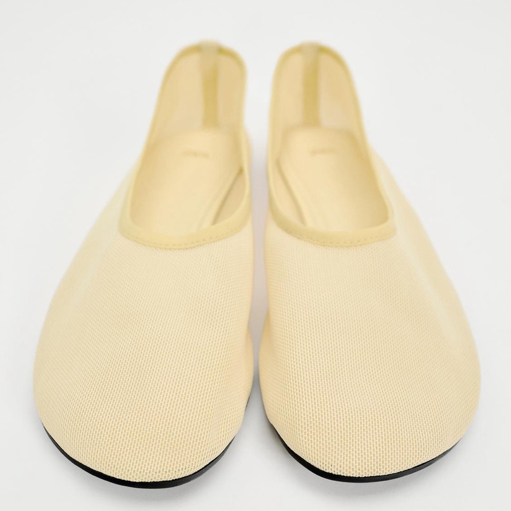 Zara Butter Yellow Mesh Ballet Flat, 40 (US 9), NWT
